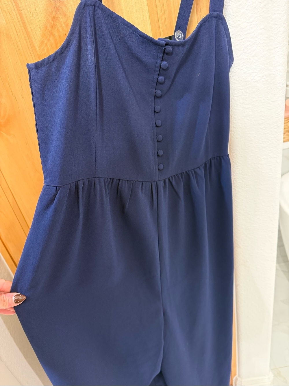 Madewell Navy Button-Front Sleeveless Jumpsuit - Picture 3 of 4